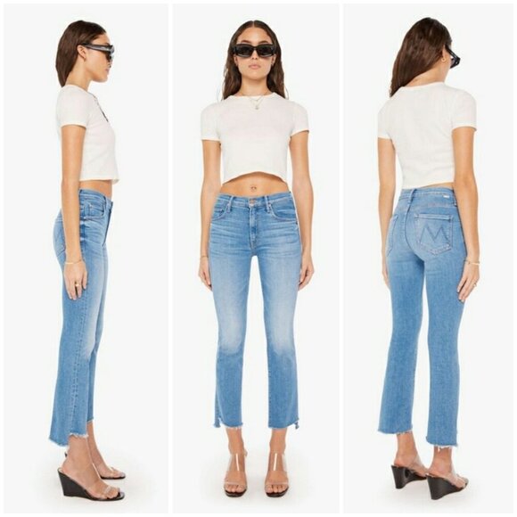 💕MOTHER💕 The Insider Crop Step Fray Jeans ~ Out Of The Blue 29 NWOT - Picture 2 of 16